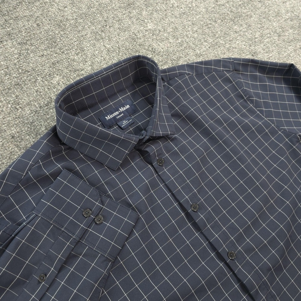 Mizzen Main Shirt Mens XL Blue Check Leeward Classic Stretch Dress Business